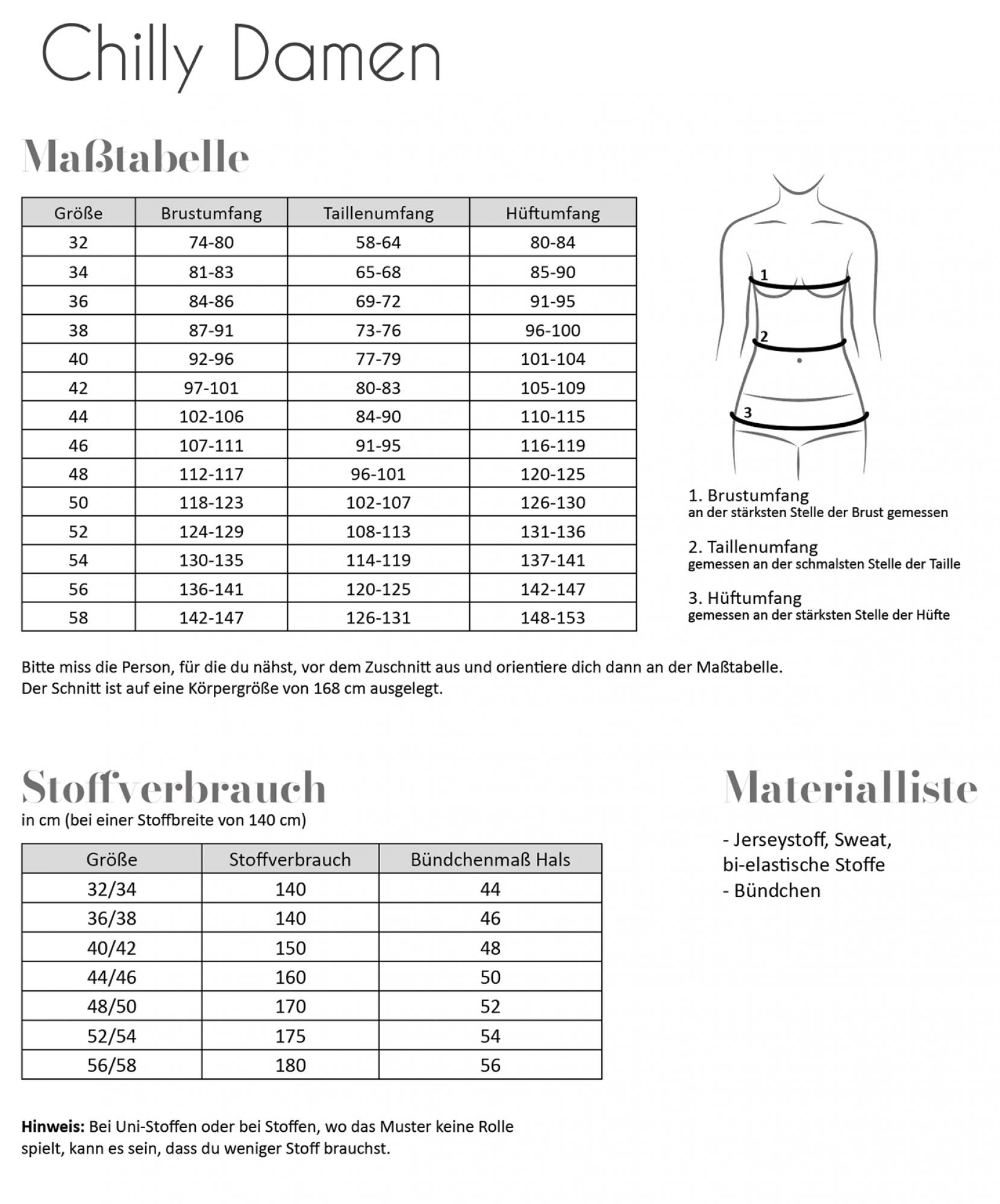 Papierschnittmuster Chilly Damen
