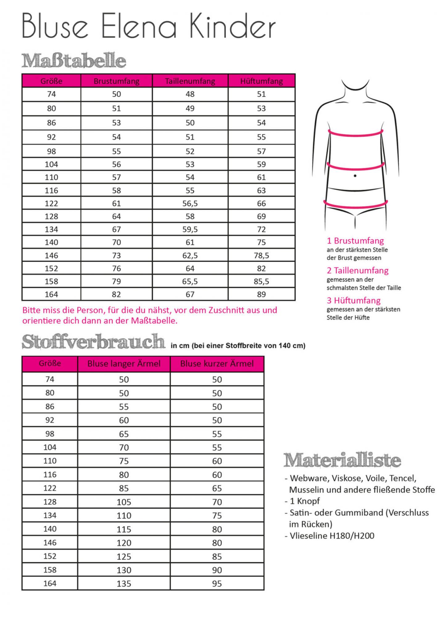 Papierschnittmuster Bluse Elena Kinder