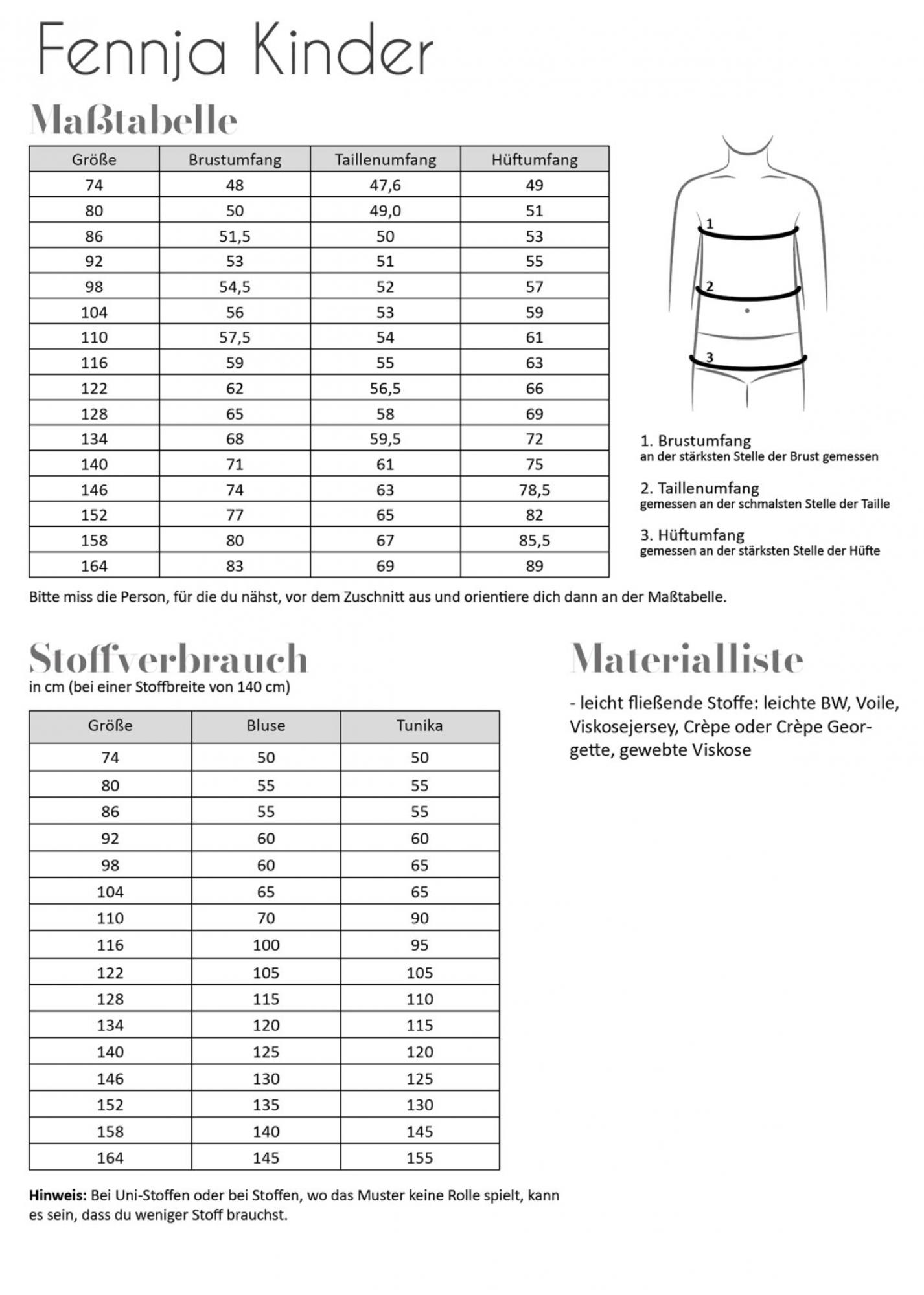 Papierschnittmuster Fennja Kinder