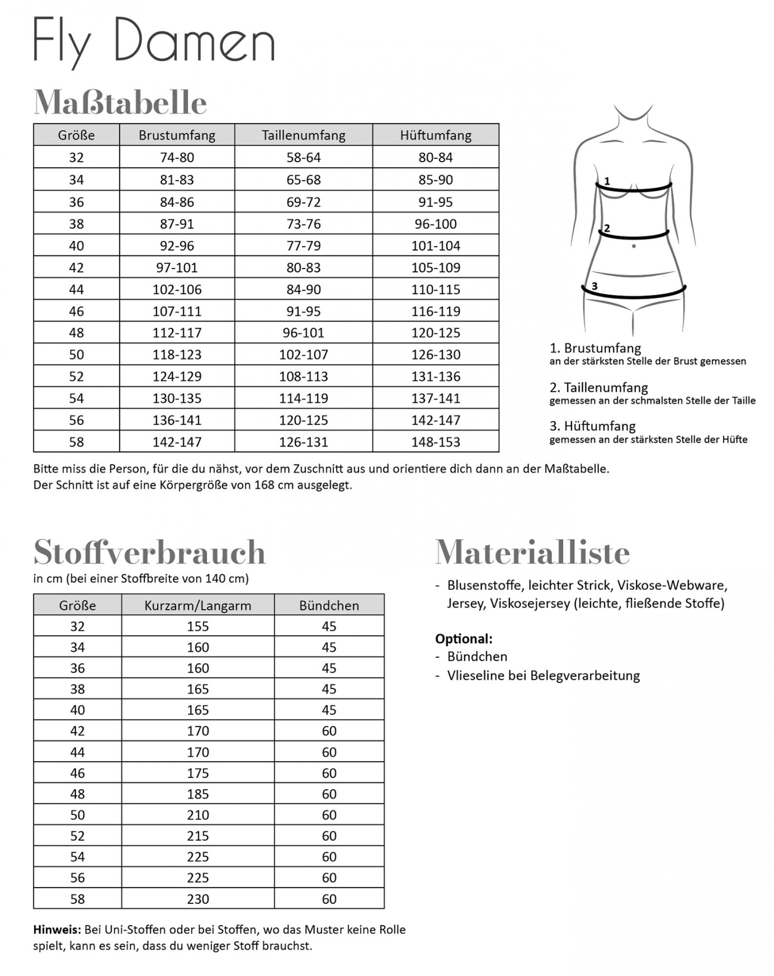 Papierschnittmuster Fly Damen