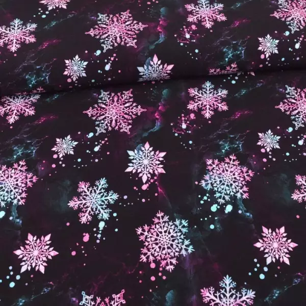 French Terry - Schneeflocken - schwarz