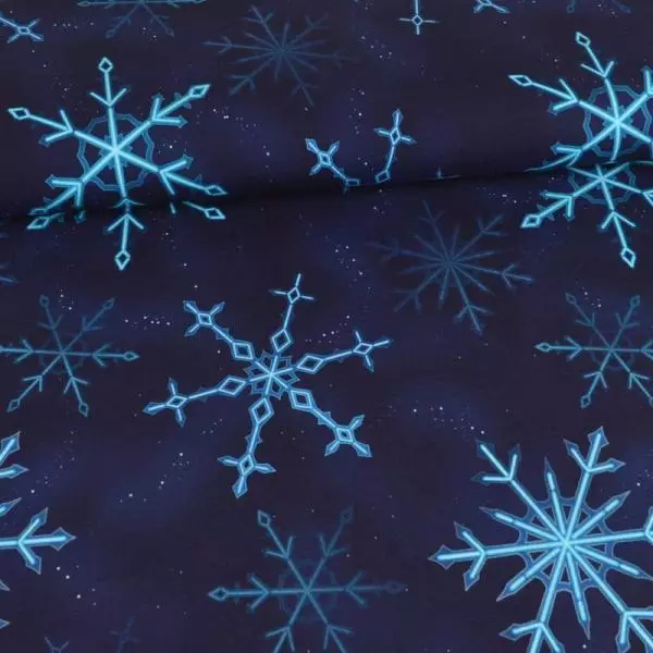 French Terry - Schneeflocken Navy
