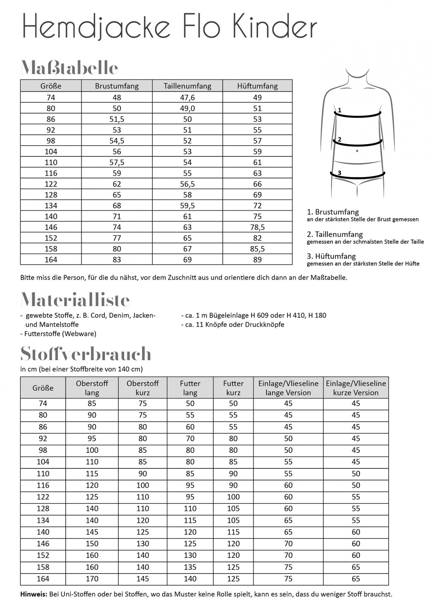 Papierschnittmuster Hemdjacke Flo Kinder