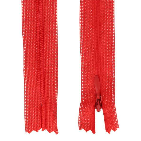 Nahtverdeckter Reißverschluss 25 cm rot
