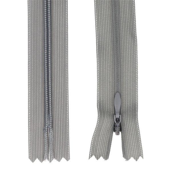 Nahtverdeckter Reißverschluss 25 cm grau