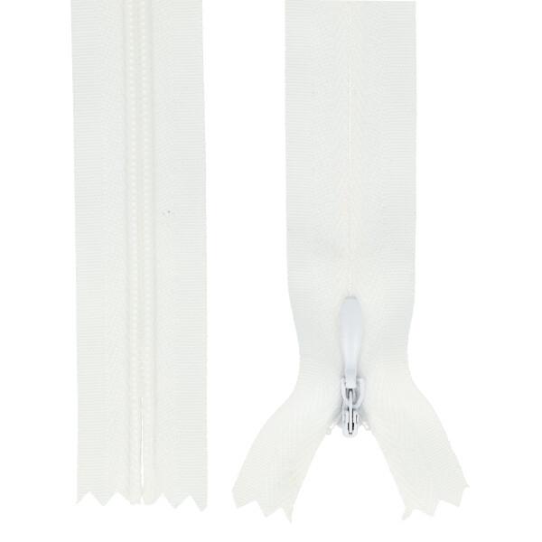 Nahtverdeckter Reißverschluss 25 cm weiss
