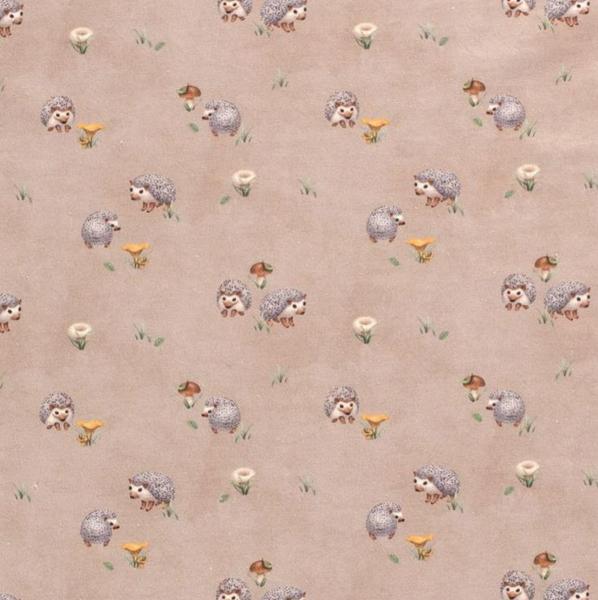 Jersey kleine Igel & Pilze dunkelbeige