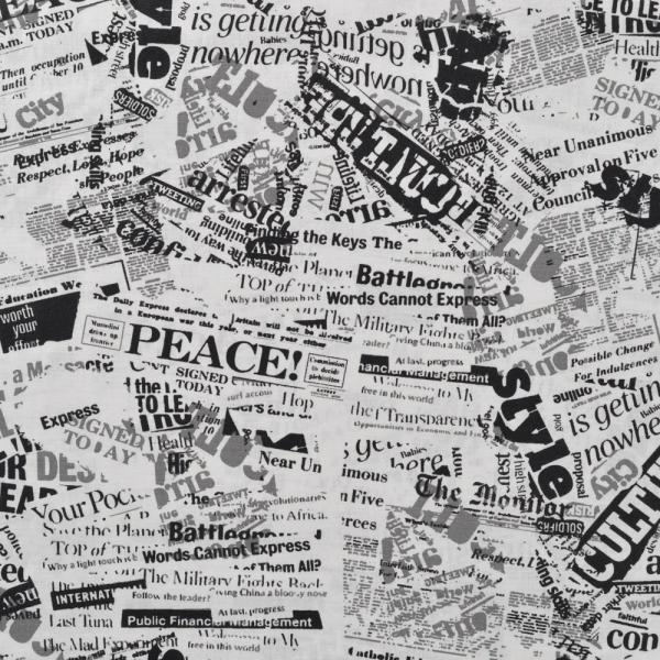 Baumwoll Druck Newspaper Black / White