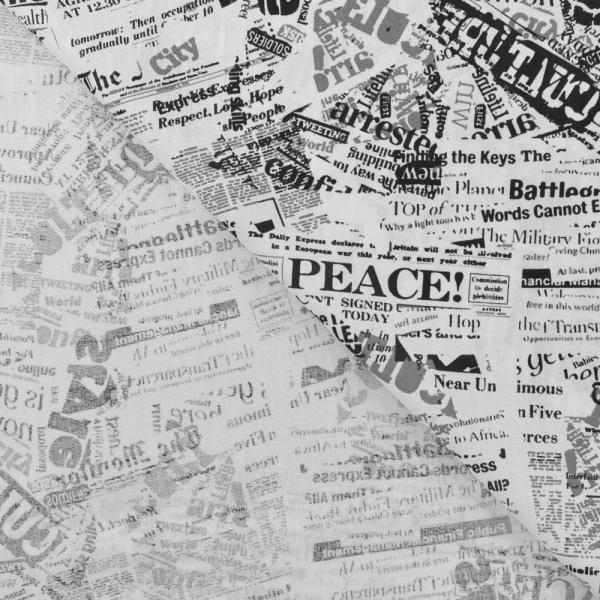Baumwoll Druck Newspaper Black / White