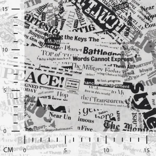 Baumwoll Druck Newspaper Black / White