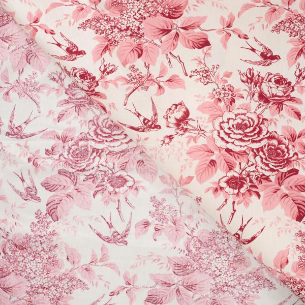 Baumwoll Druck Rosen, Flieder rot