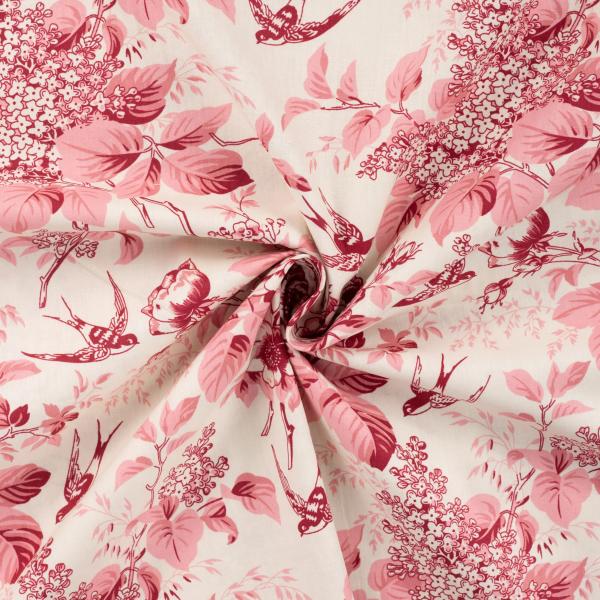 Baumwoll Druck Rosen, Flieder rot