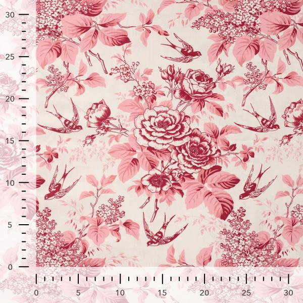 Baumwoll Druck Rosen, Flieder rot