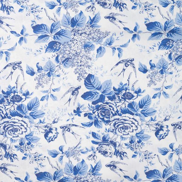Baumwoll Druck Rosen, Flieder blau