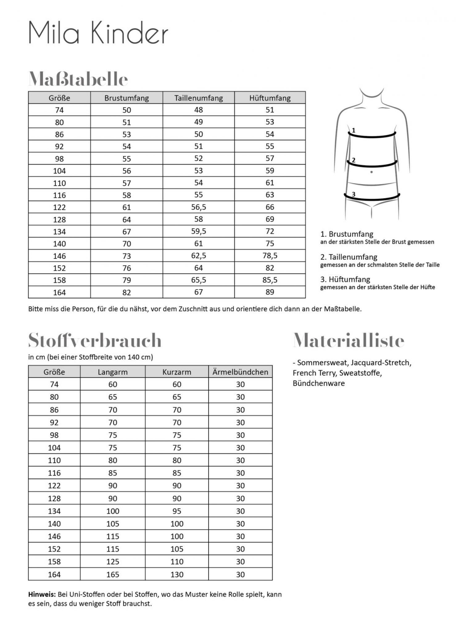 Papierschnittmuster Mila Kinder