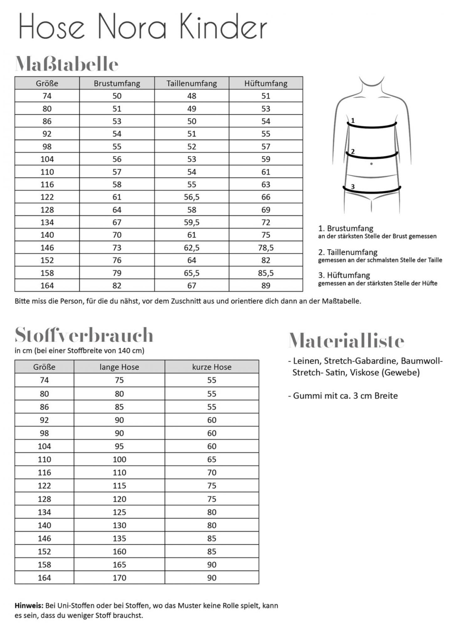 Papierschnittmuster Hose Nora Kinder
