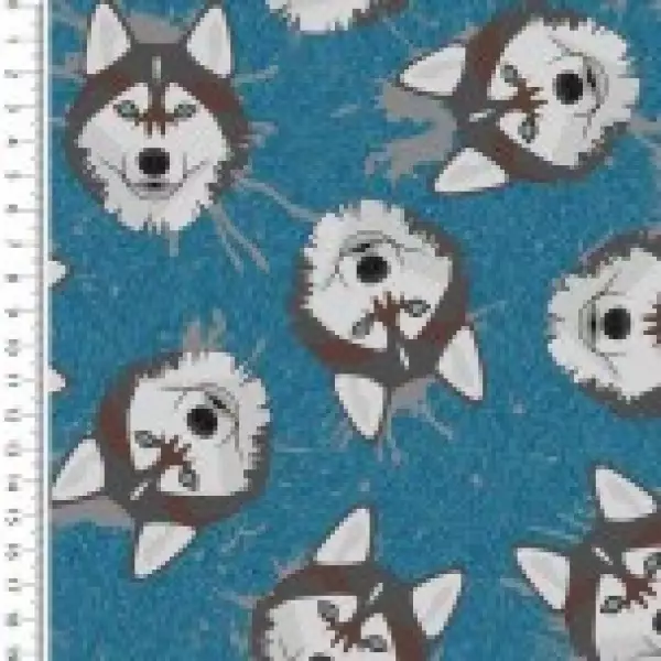 Sweat Brushed - Design Wolves blue