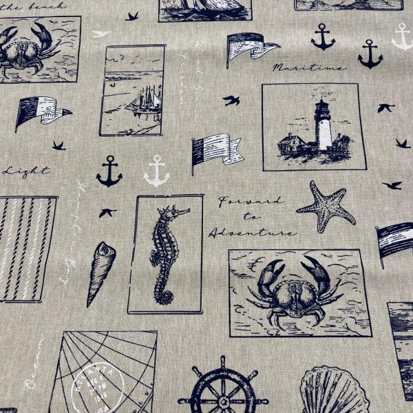 Dekostoff Emma Maritim Leinenlook