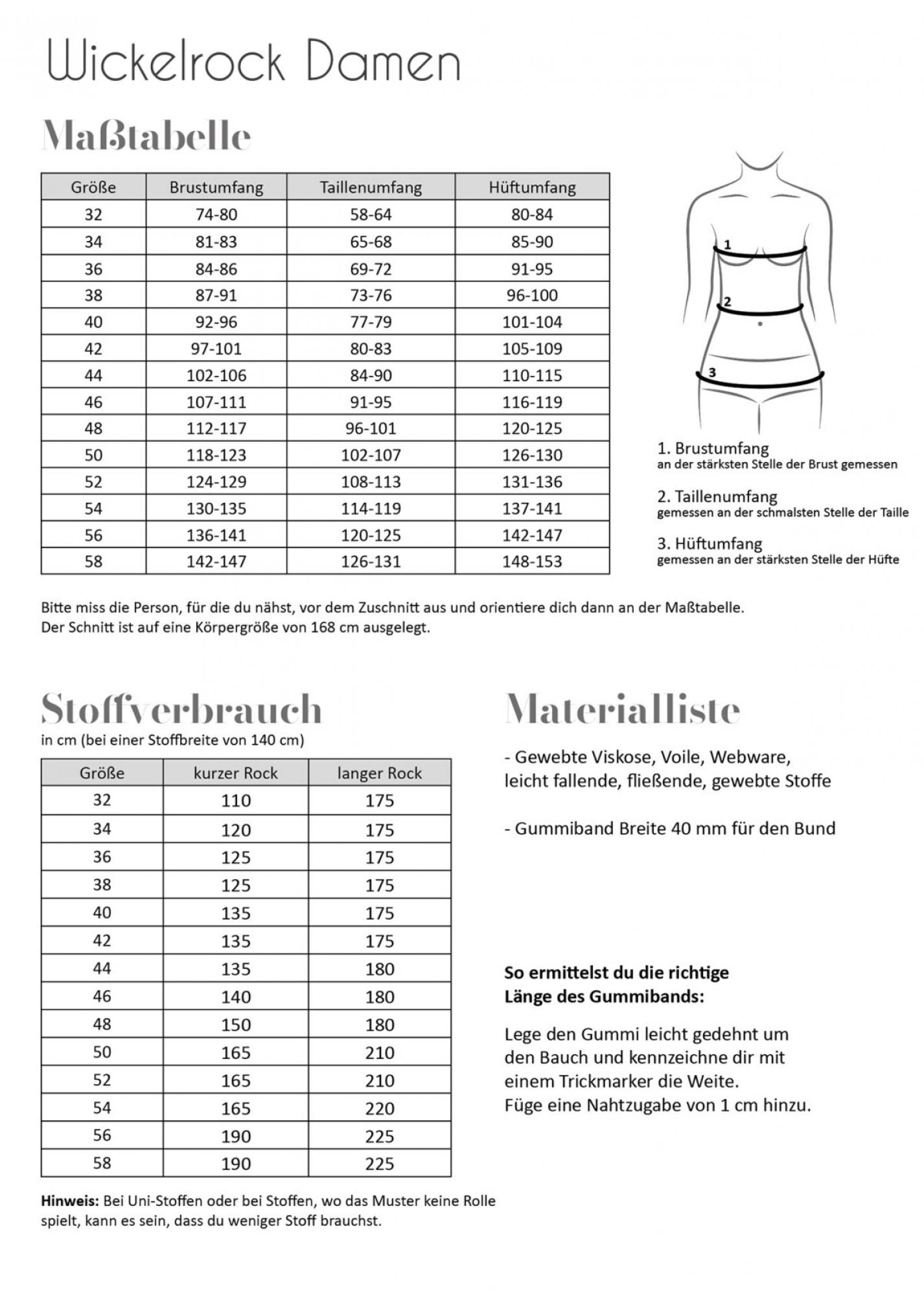 Papierschnittmuster Wickelrock Damen