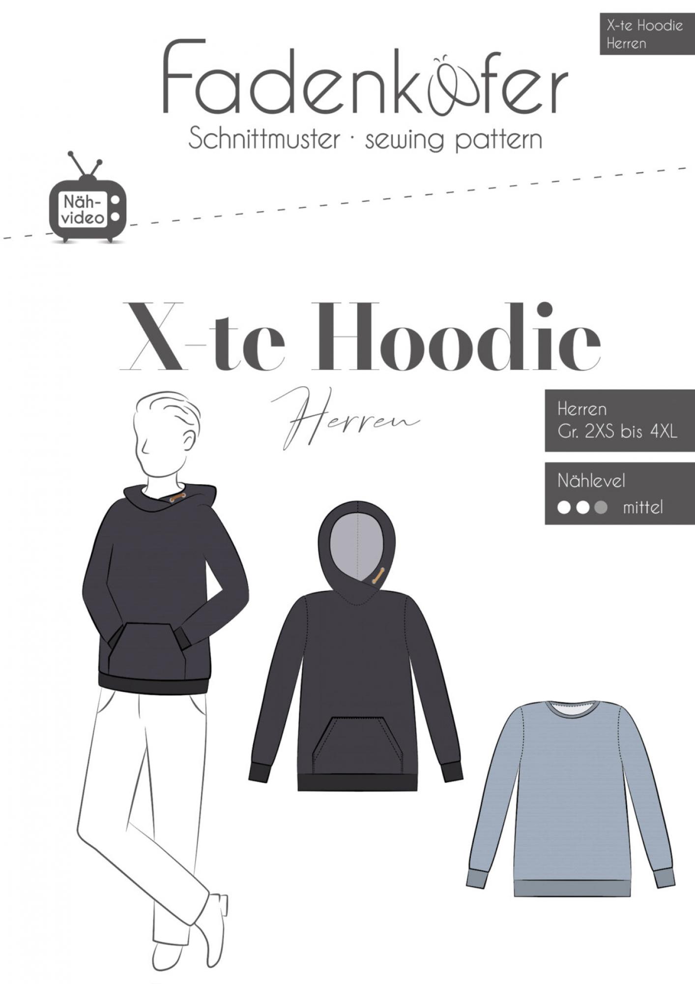 Papierschnittmuster X-te Hoodie Herren