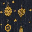 Baumwoll Druck Weihnachten Schwarz/Gold