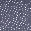 Musselin navy - Vögel weiss