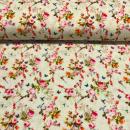 Double Gauze Musselin Blumen auf zartgelb